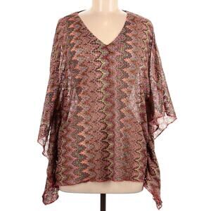 Eberjey Flame Stich Zigzag Woven Poncho Tunic Cover Up One Size
